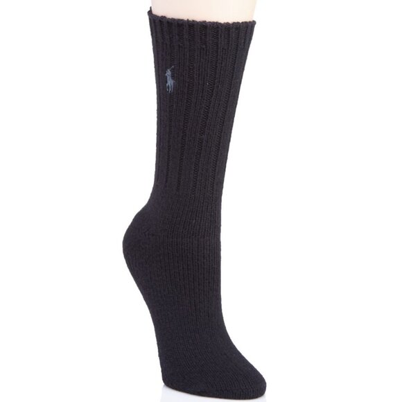 Ralph Lauren Women's Wool Rib Boot Sock in Black New With Tags - Picture 1 of 1